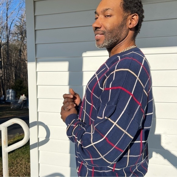 Vintage Orvis Blue Striped Cotton Crewneck Sweater | Classic Preppy Style Large - Picture 6 of 13